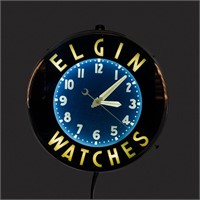 Elgin Watches Blue Neon Advertising Wall Clock