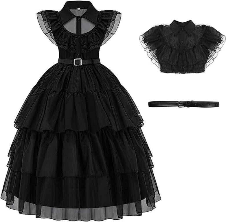 Wednesday Addams Costume For Little Girls Black