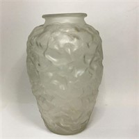 Czechoslovakia High Relief Floral Glass Vase