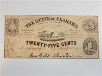25 Cents State of Alabama Fractional Note