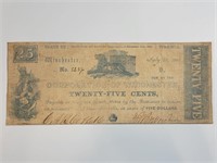 1861 25 Cents Winchester Fractional Note