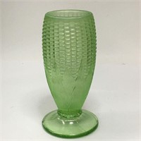 Northwood Green Glass Corn Vase