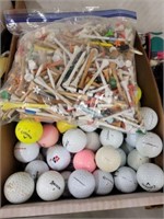 GOLF TEES AND ASSORTED BALLS