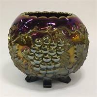 Carnival Glass Grape Footed Bowl