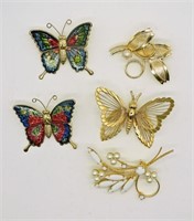 Butterfly & Floral Brooch Pins