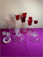 Ruby Clear Stem Candle Holders, Crystal, & Glass