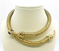 Gold Tone Snake Choker Necklace