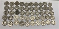 (50) 1940s Silver Mercury Dimes