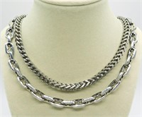 Two Thick Silver Tone Chains