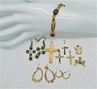 Cross Pendants, Earrings & Bracelet