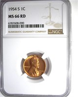 1954-S Cent NGC MS66 RD LISTS $400