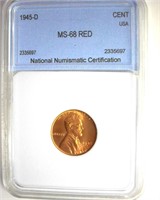 1945-D Cent MS68 RD LISTS $16000