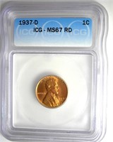 1937-D Cent ICG MS67 RD LISTS $185