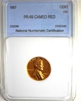 1957 Cent PR69 RD CAM LISTS $750 IN 68