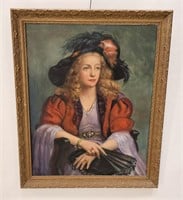 FRAMED MID CENTURY PORTRAIT OF A WOMEN SIGNED 1962