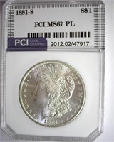 1881-S Morgan MS67 PL LISTS FOR $1900