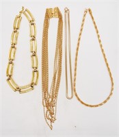 (4) VINTAGE GOLD TONE NECKLACES- TRIFARI