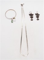 SILVER BRACELET - EARRINGS - NECKLACE