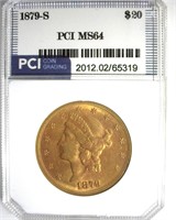 1879-S Gold $20 MS64 LISTS $90000