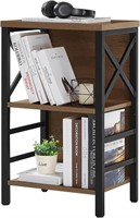 Industrial 3 Tier Rustic Wood Bookshelf  Brown