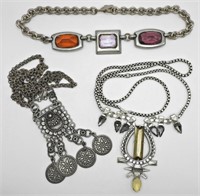 (3) Vintage Silver Tone Necklaces - Ben Amun