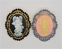 Two Angel Cameo Brooches