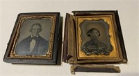 2 antique ambrotypes, as is