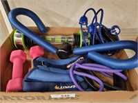 TRAY OF EXERCISE EQUIPMENT