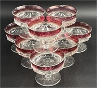 Vintage Cranberry Glass Sherbet Desert Bowls (9)