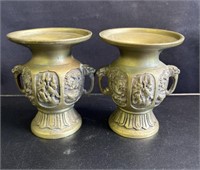 Pair of antique brass vases