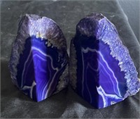 Pair of purple agate geode bookends