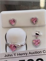 MARKED 925 RING, EARRINGS, AND CHARM SET