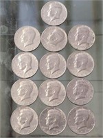 13 ASSORTED DATE KENNEDY HALF DOLLARS