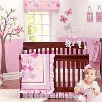 Pink Butterfly Floral Crib Bedding Sets