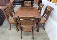 ASHLEY DINING TABLE, 6 CHAIRS, 2 LEAVES, COVER