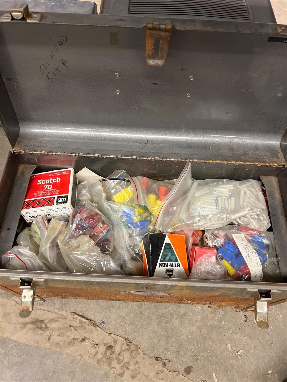 20 inch toolbox with tools and electrical items