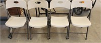 4 PLASTIC FOLDING CHAIRS-SOME HAVE CRACKS