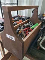WOODEN TOOLBOX W/ ASSORTED TOOLS