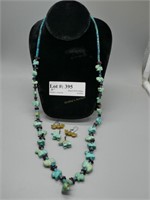 Turquoise Native American Necklace and Earring wit