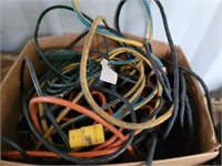 BOX OF ELECTRICAL CORDS