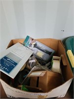 BOX LOT: AIR VENT, TROWEL, TAPE, TOOLS, MISC