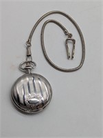 Lase Silver Coloured Pocket Watch with Chain