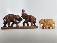 hand carved wood elephants (2)