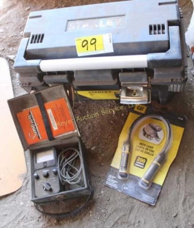 Stanley tool box, light & Simpson Ohm meter