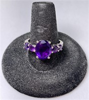 Sterling African Amethyst Gorgeous Ring 4 Gr S-9