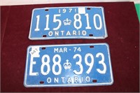 71 & 74 Ont Licence Plates