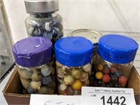 5 JARS OF VINTAGE MARBLES