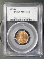 US Coins 1953-D Lincoln Cent MS65RD PCGS