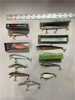 Lures. Rapala and other lures, one new in box