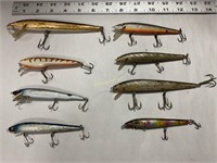 Vintage swim bait lures, blu and silver has a